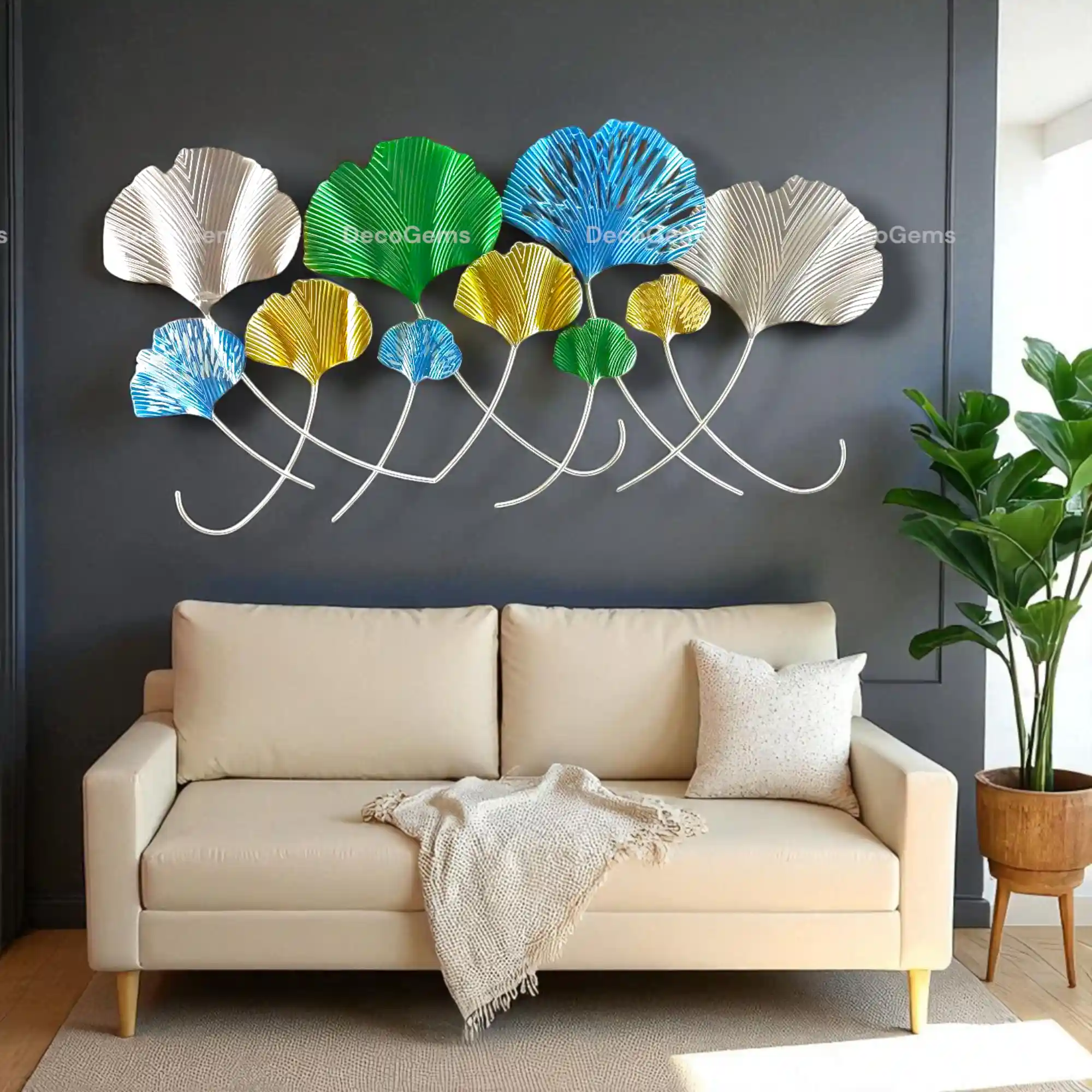 Colourful Metal Leaf Wall Décor- 17060