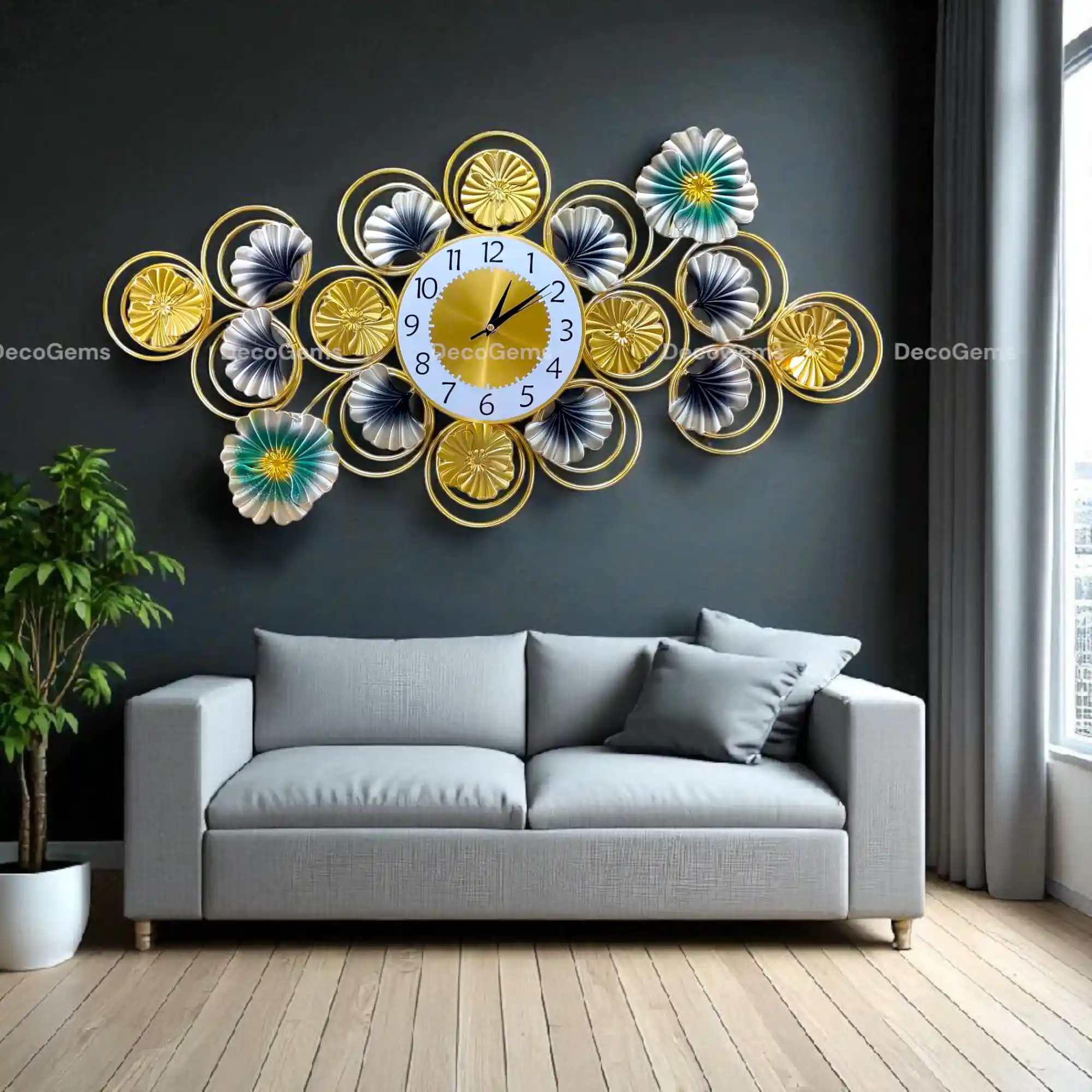Modern Petal Burst Designed Wall Décor Clock- 17586
