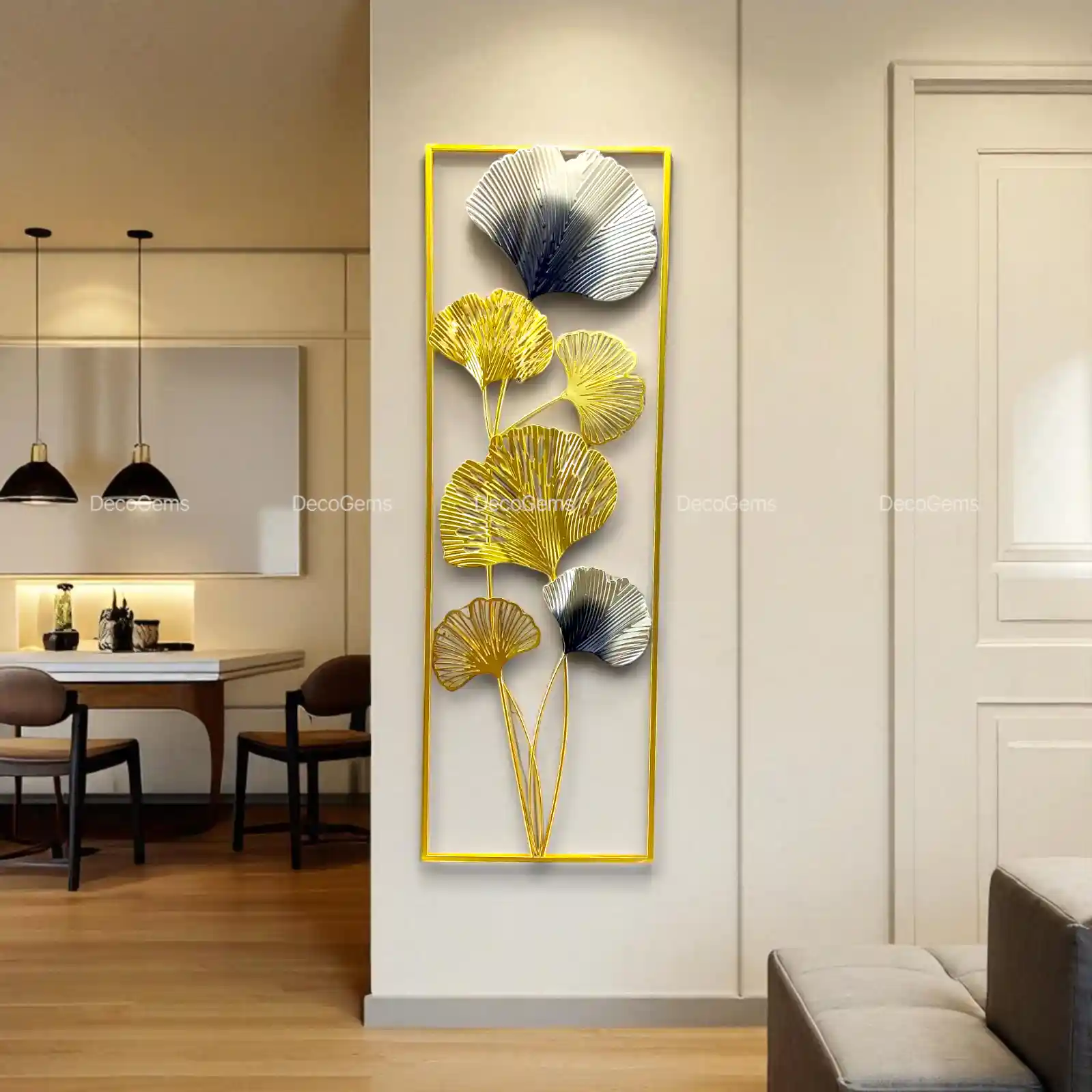 Golden-Black Ginkgo Leaf Wall Décor- 16615
