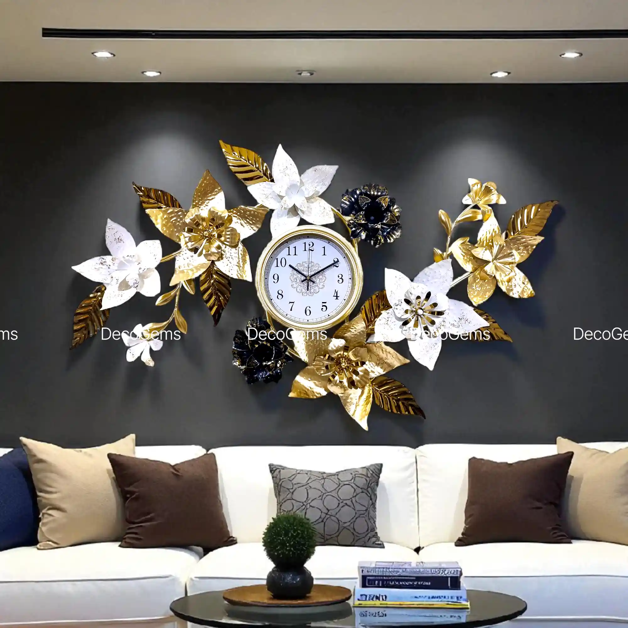 Metal Rustic Floral Wall Décor Clock- 17873