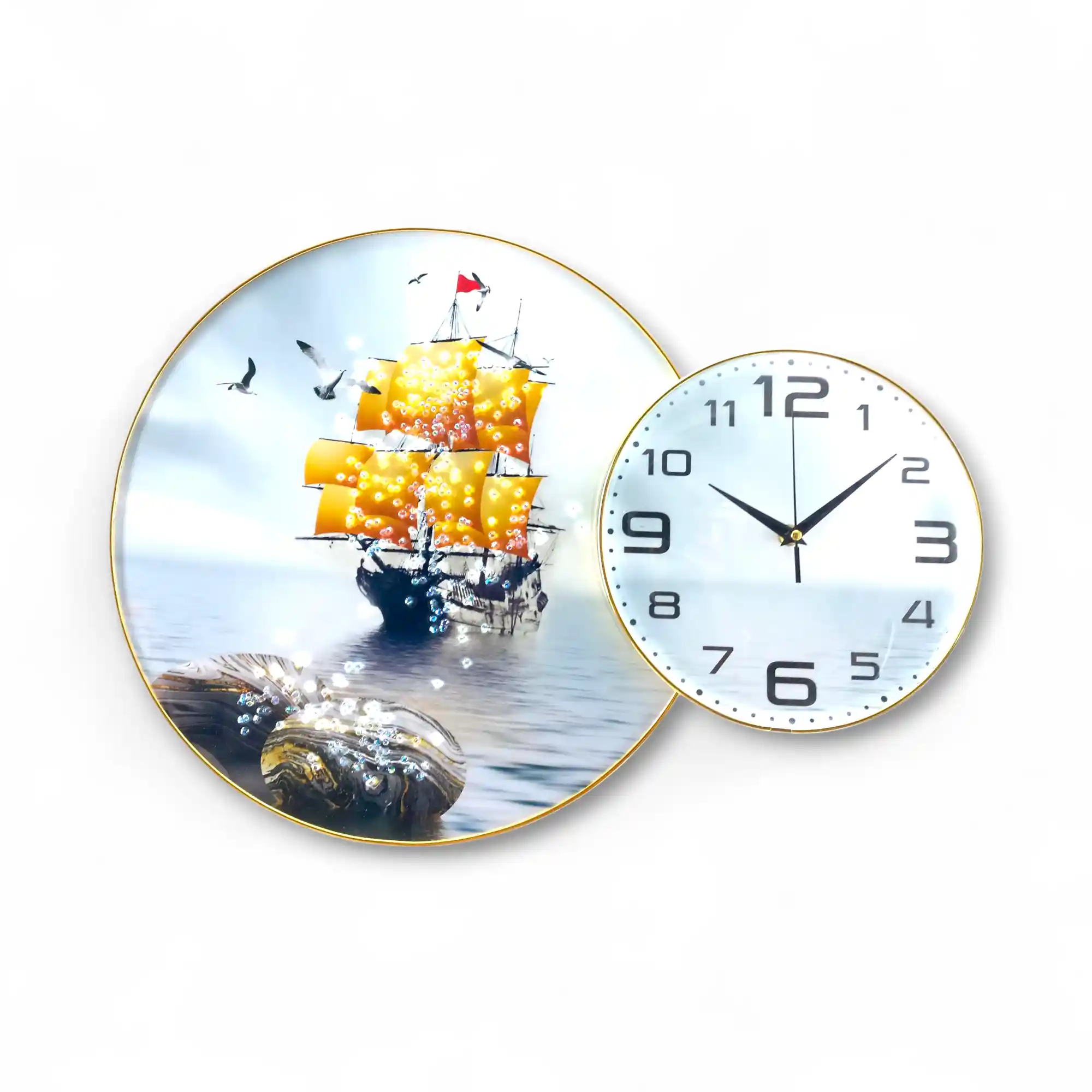Round Shape Wall Scenery Clock - 17869